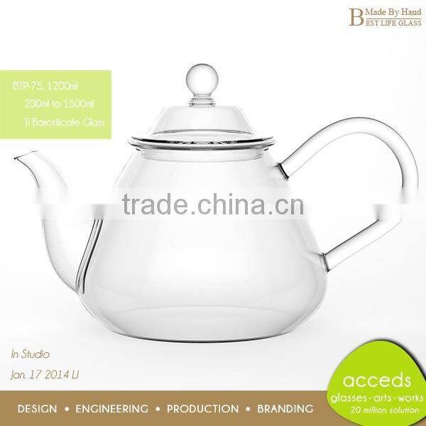 Best Sale Elegant High Quality Handcrafted Glass Tea Pot Borosilicate