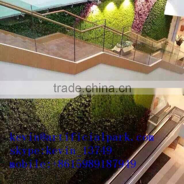 Decorations artificial living wall for indoor plastic big green leaves fake vertical green wall