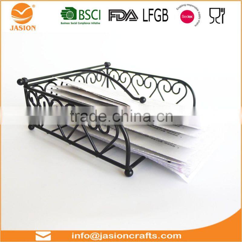 WI2904 'Heart' Black 18x18cm Metal Wire Napkin Holder