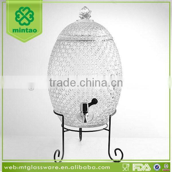 beverage use pineapple glass dispenser with stand