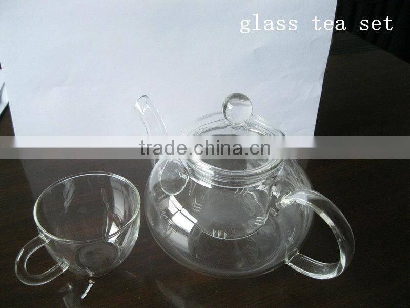 2013 new design borosilicate glass tea set