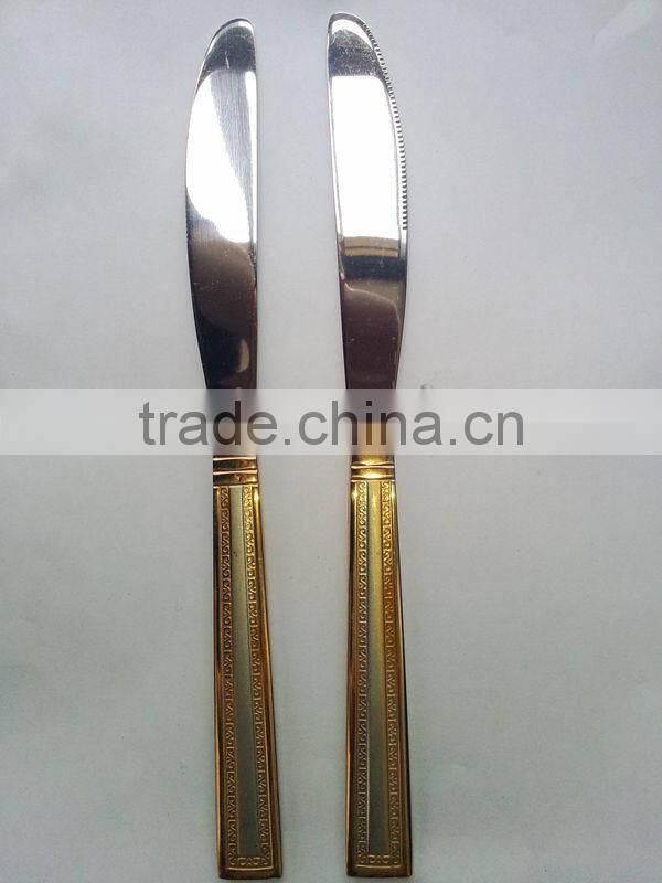Winolaz stainless steel dinner knife with gold plating handle