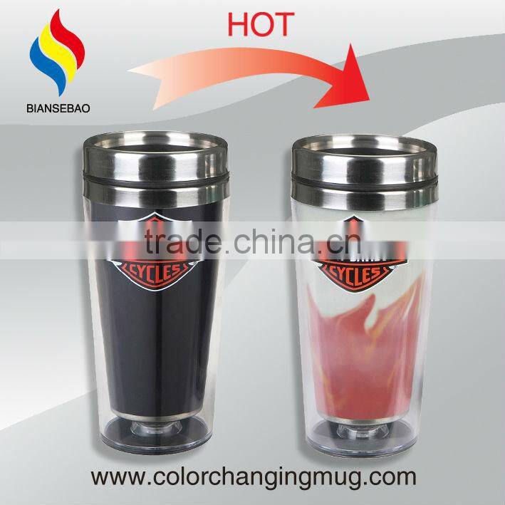 China gift item stainless steel inside and plastic outside cup for sale