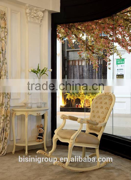 Antique ivory and white color wooden handmade carved adult rocking chair prices - BF07-70320A