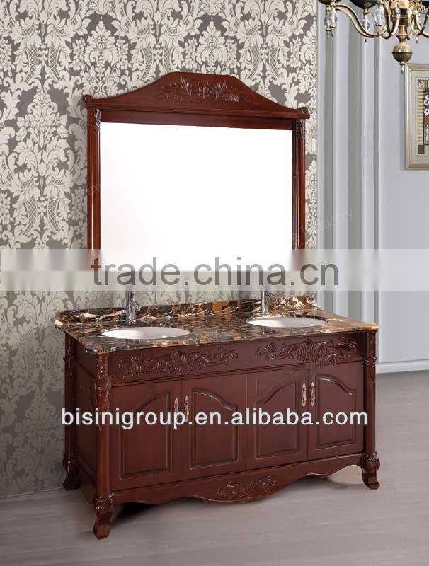 European Hot Sale Mirrored Solid Wood Bathroom Furniture/Beautiful High Quality Bathroom Cabinet -BG2000003