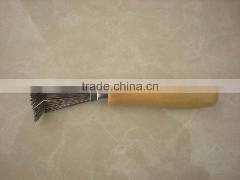 hair brush cleaner with wooden handle and stainless steel head