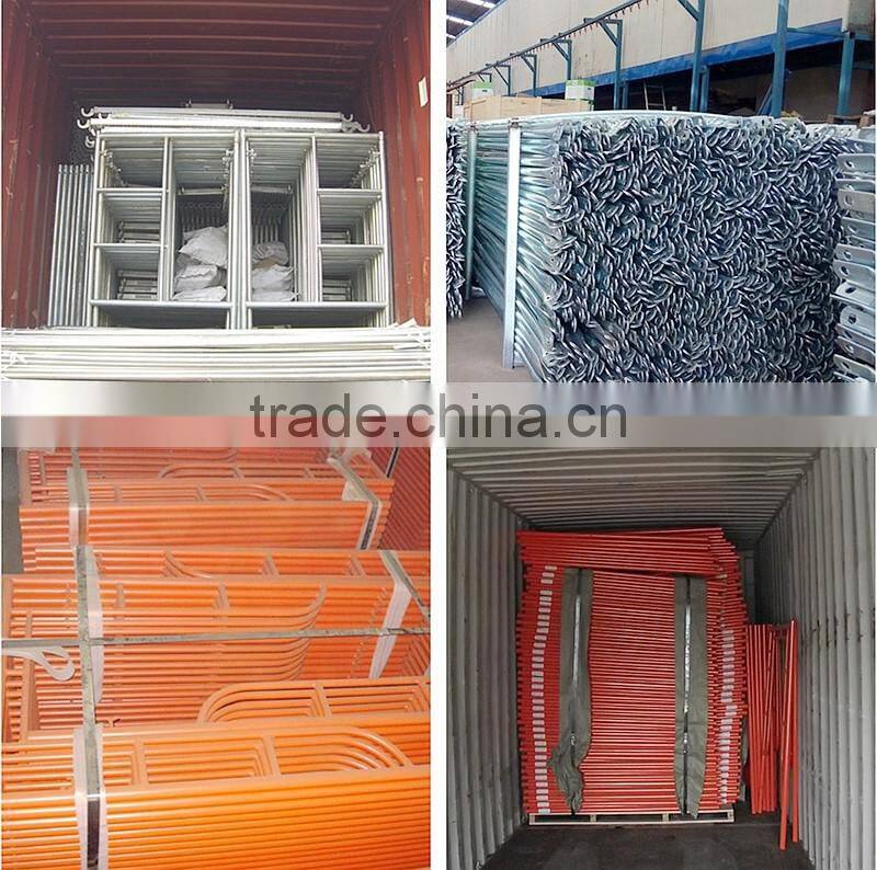 Steel tubular heavy duty walk-thru frame scaffolding