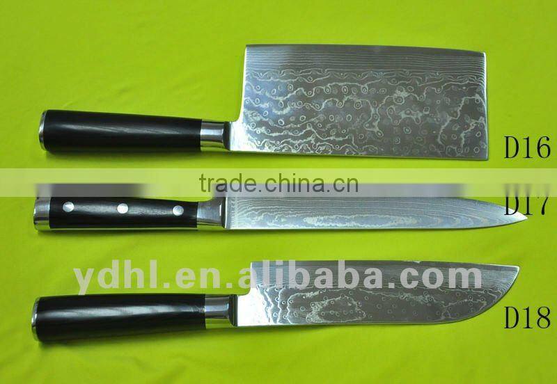 Damascus kitchen cleaver knife