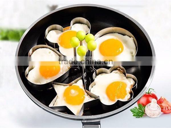 Stainless Steel Fried Egg Mold Pancake Mold Kitchen Tool Pancake Rings with Oil Brush 5 Pcs Set