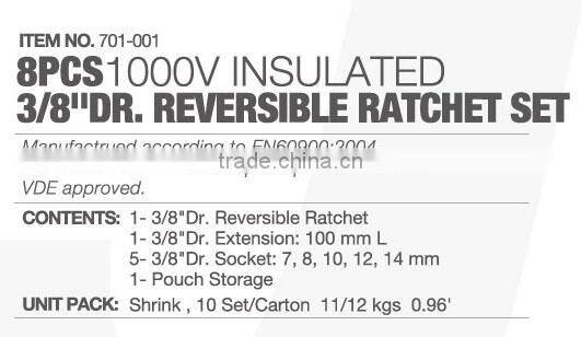 3/8" Dr. Insulated Reversible Ratchet Set