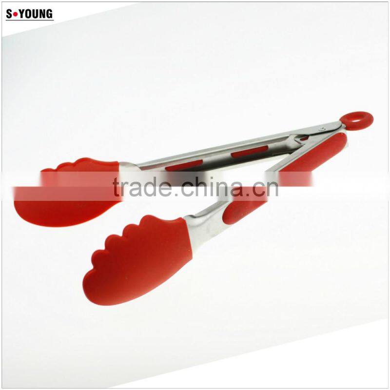 14006 New Shape Barbecue Grill Tongs Silicone Kitchen Serving Locking Food Tong