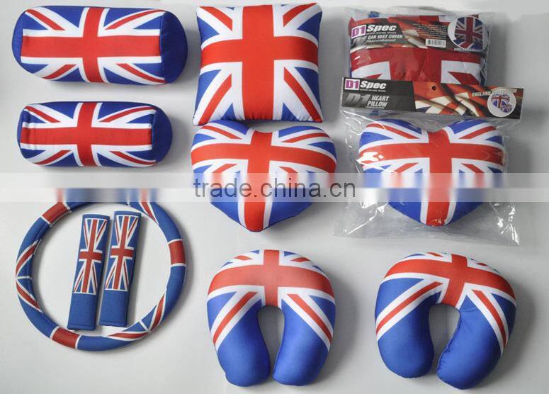 UK Flag Car Travel Bean Neck Pillow with High Quality PP Cotton
