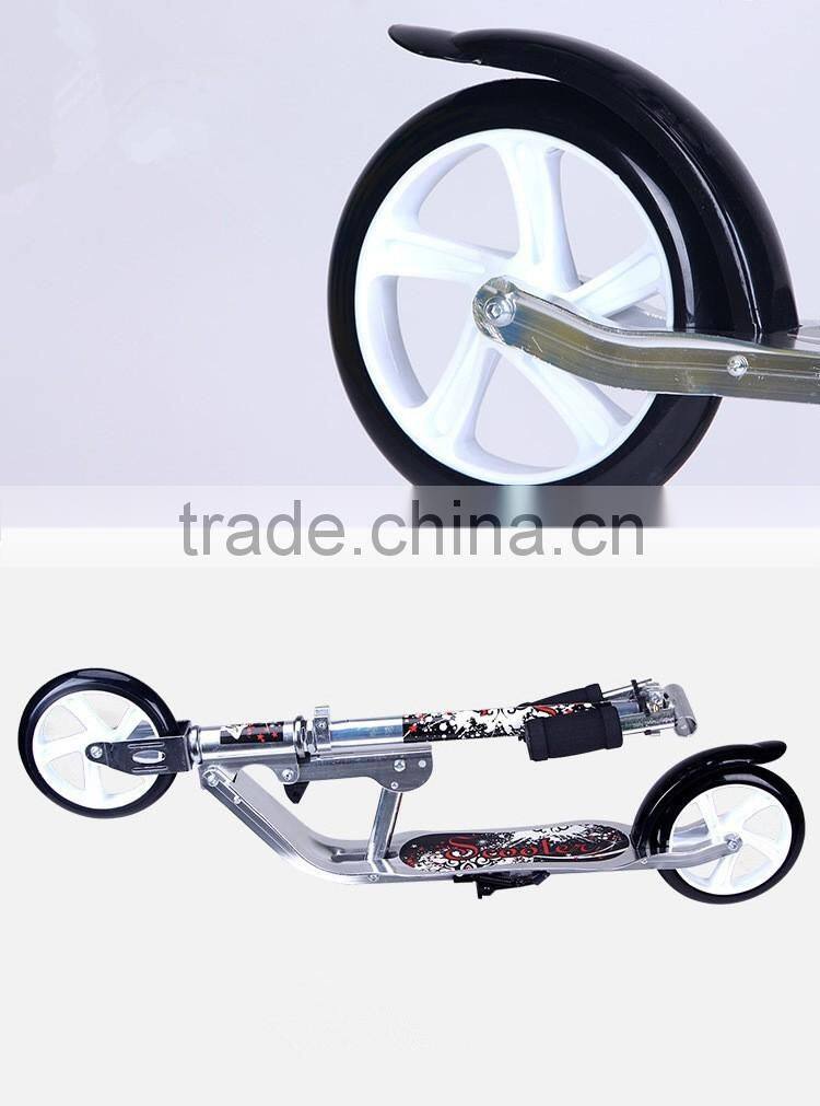 hot sale child and adult freestyle kick folding scooter with 2 big PU wheels