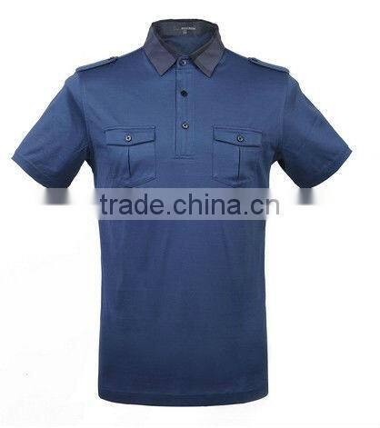 Pilot Polo shirts/epaulet polo shirts for men/Military style pockets polo tee shirt