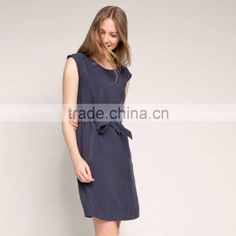 Free shipping the most popular elegant back zip and belt woman shift dress