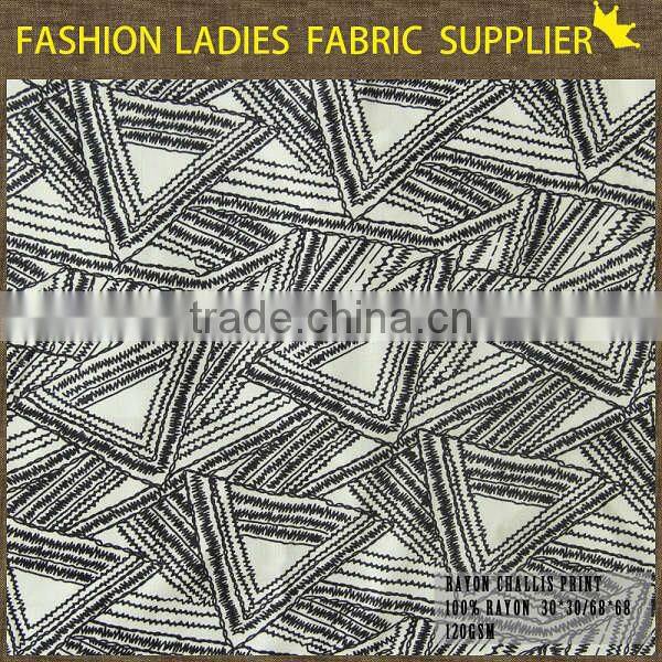 shaoxing cichengtex fashion black and white rayon fabric ,Geometric Shapes style fabric