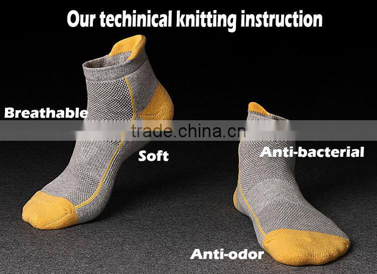 Free sampling unisex breathable wearproof semi-terry bamboo cotton sport socks