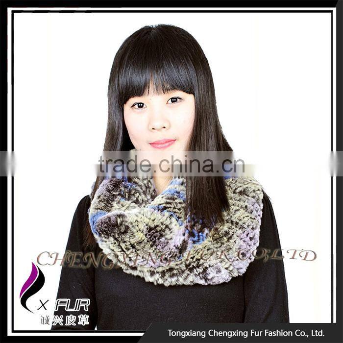 CX-B-76F 2016 Fashion Scarf Rex Rabbit Fur Snood Knitted Poncho And Shawl