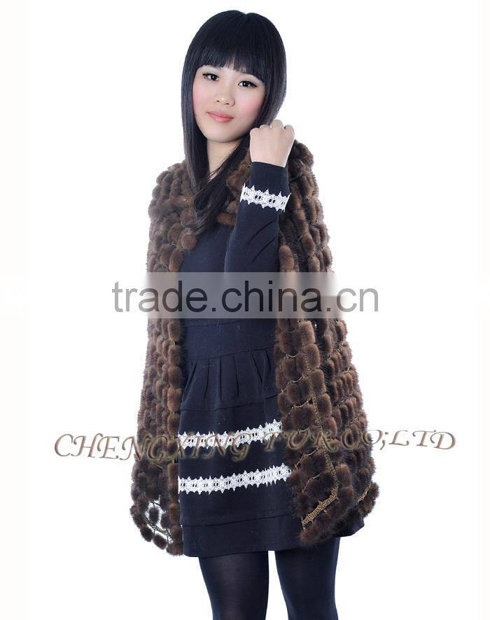 CX-B-M-56 Wholesale Women Cape Mink Fur Fashion Poncho/ Fur Shawl