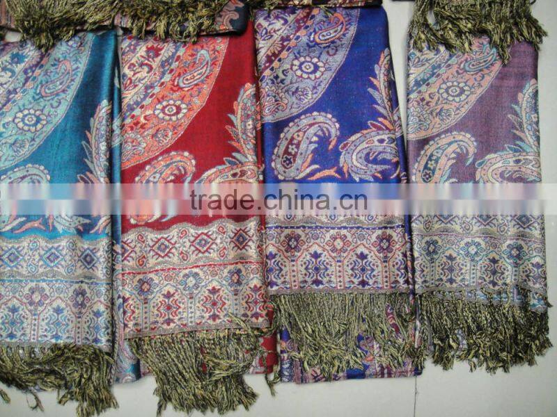 Fashion Australian lady classic jacquard paisley floral large pashmina viscose shawl