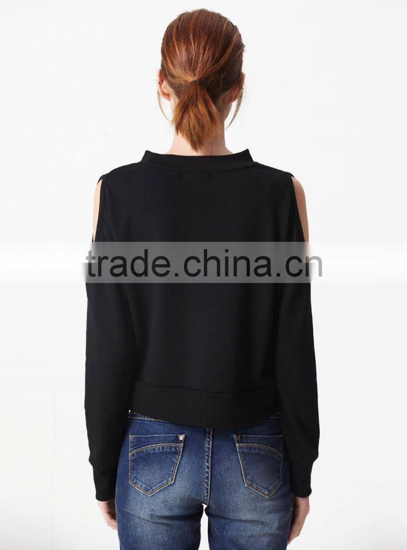 Dew shoulder cute cartoon printing bomber fleece sweater