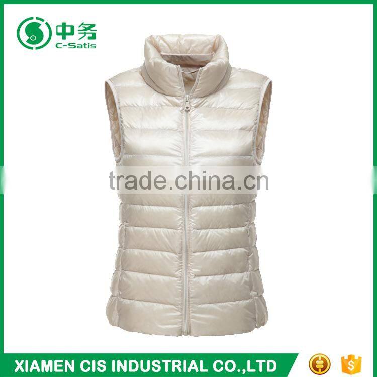 New Stylish Winter Multicolor Stand Collar Ultralight Down Feather Vest for Woman