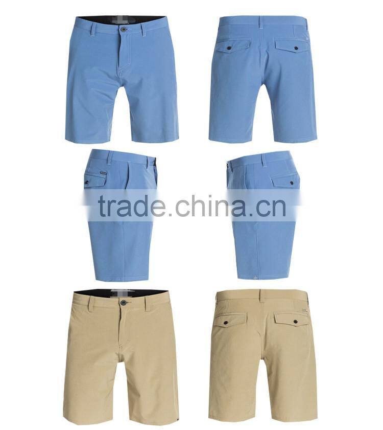 blue solid color cotton polyester casual shorts for men