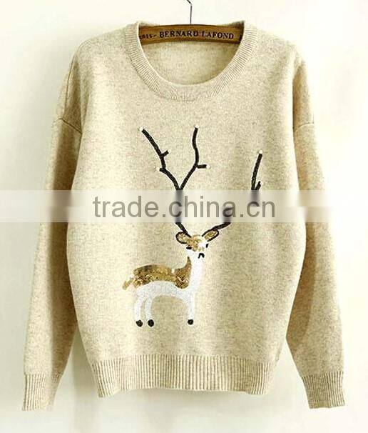 2017 womens Cotton or Acrylic Pullover ugly christmas sweater Reindeer