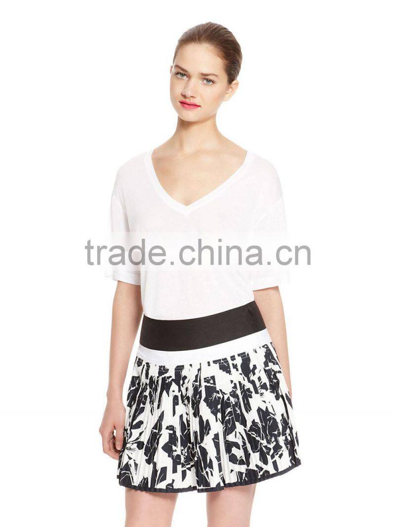 Custom deep wide neck blank t-shirt for lady