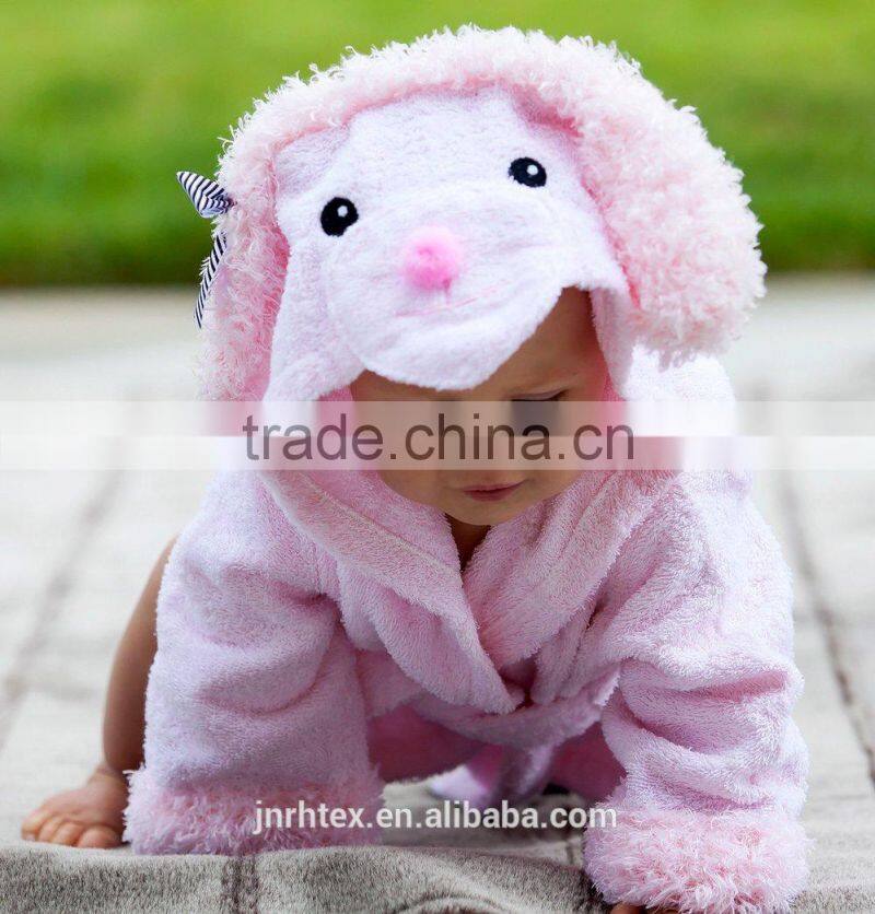 High quality fancy cotton bathrobe in pink poodel