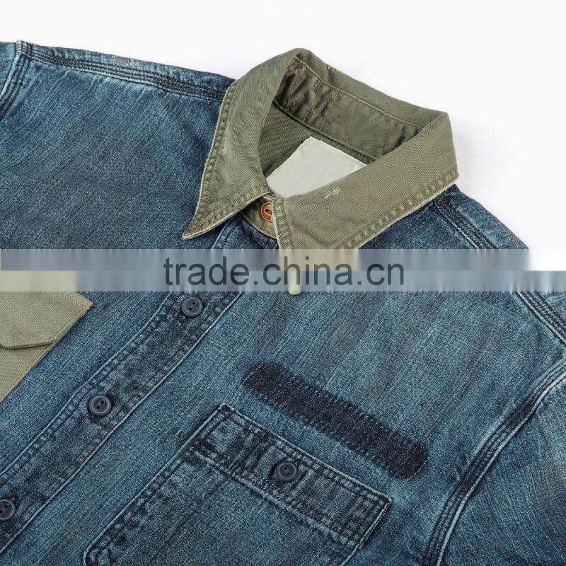 wholesale mens fall denim shirt ,OEM service, mens top denim shirt