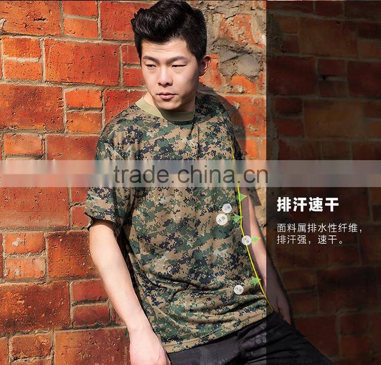 2016 Wholesale Men Camouflage dryfit breathable T-shirt Men Army Tactical Combat T Shirt Military Sport Camo Camp Mens T Shirts