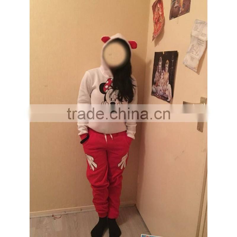 2016 Hot Selling Casual sportswear Cute Micky Mouse Printed Hooded long-sleeved Suit Tenue Sportwear