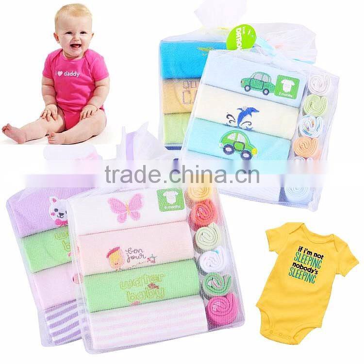 plain baby rompers/baby short sleeve rompers/rompers with kerchief