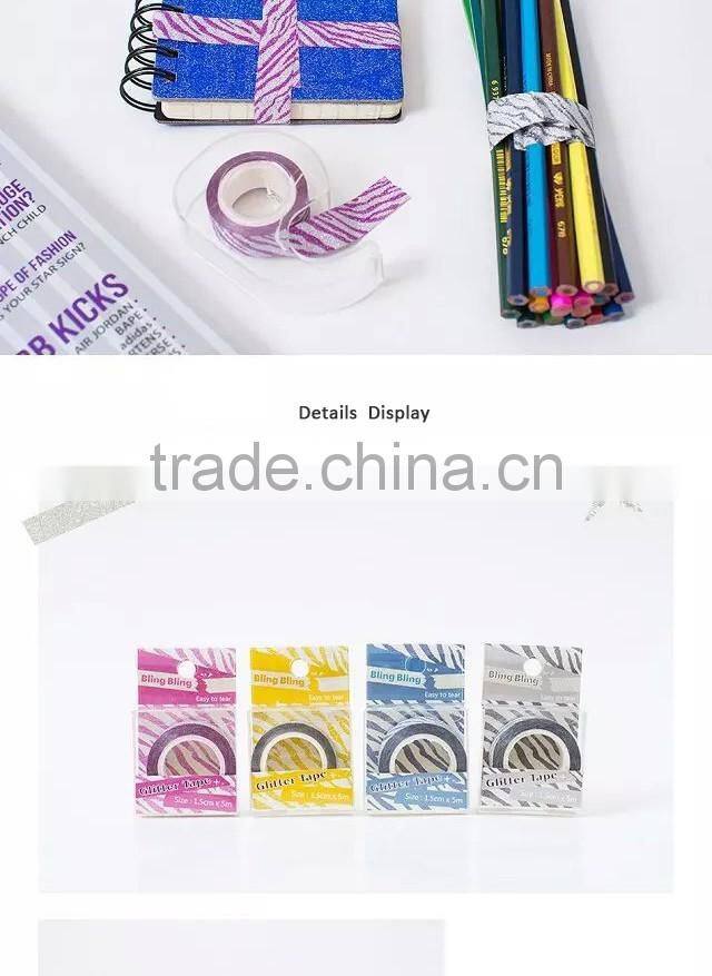 15mm*5m glitter tape zebra pattern design customized planner accessories adhesive paper tape