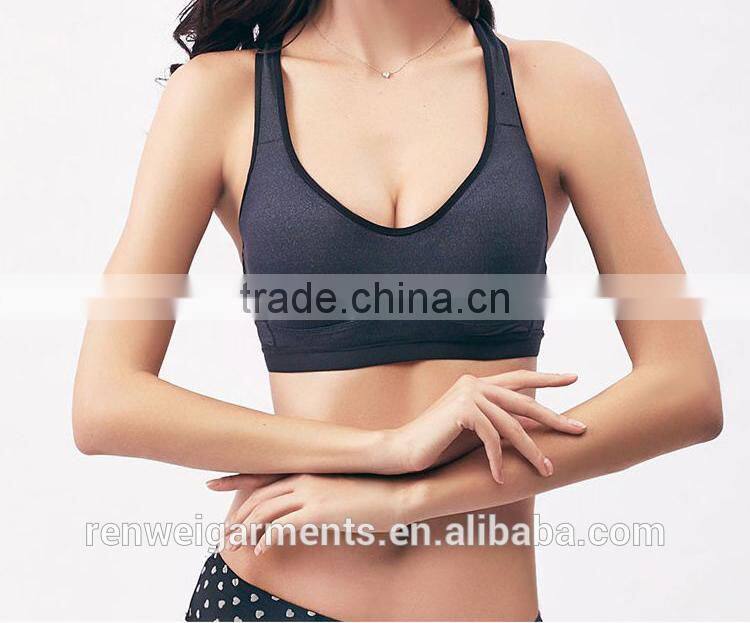 Fitness quick drying nylon spandex fabrics padded women Yoga sports bra