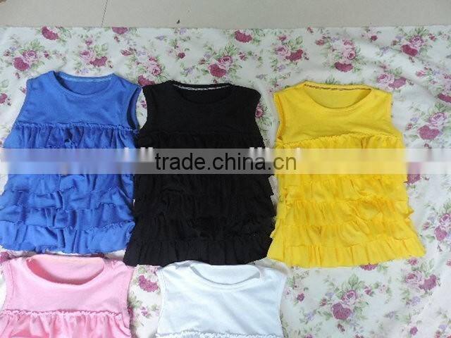 Baby Summer hot sale girls tank top icings solid color cotton clothes 2017 wholesale clothes ruffle