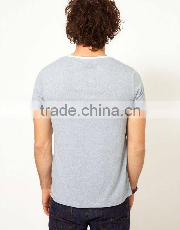 contrast bound crew neck fashion cut tee shirt