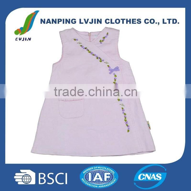 Wholesale latest design comfortable cotton baby pink sleeveless spring new kids dress