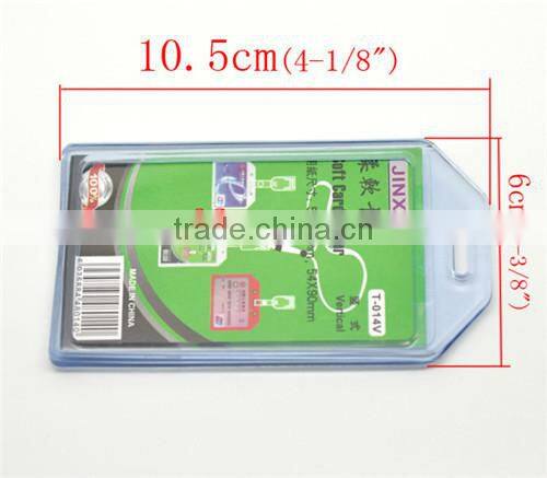 Blue Vertical Plastic ID Card Badge Holder 10.5x6cm