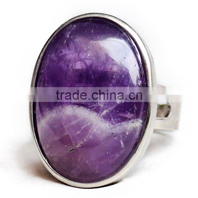 Crystal Natural Stone Tiger Eye Egg Oval Pendant Ring