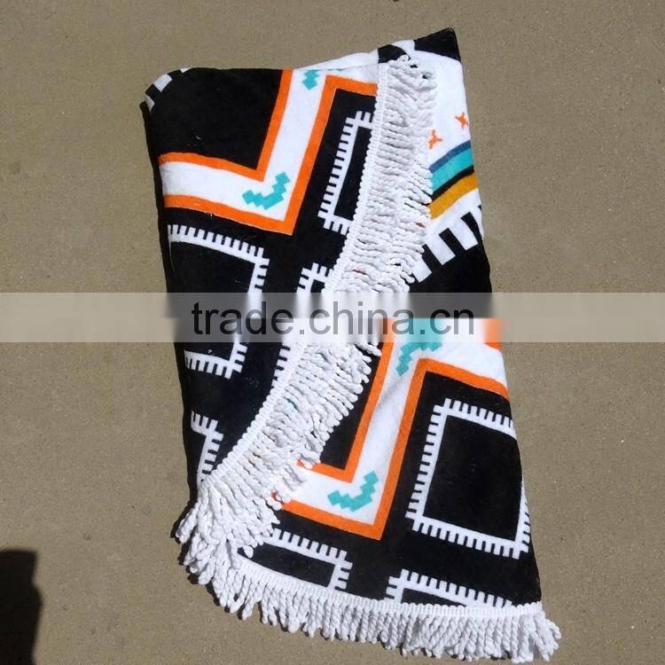 Round Screen print microfiber beach towels