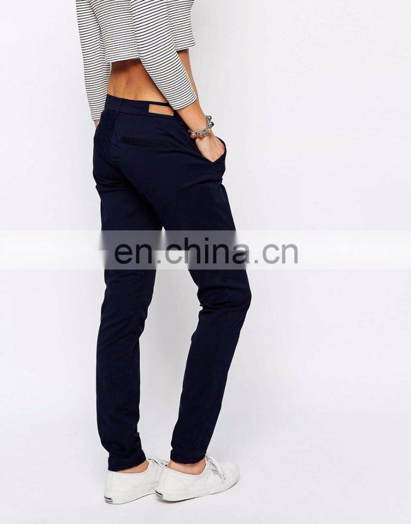 Europe style 100%Cotton casual canvas ladies pants