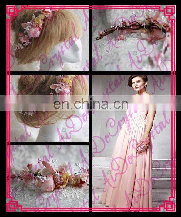 Aidocrystal beautiful light pink artificial flowers tiaras,flower garland headband