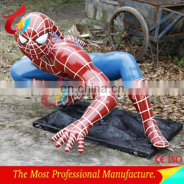 Hot sale life size glass fiber spiderman sculpture for theme park