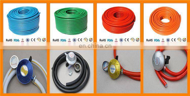 CE prove brass connector fittings orange color PVC LPG gas hose, PVC gas pipe for cooking and oven