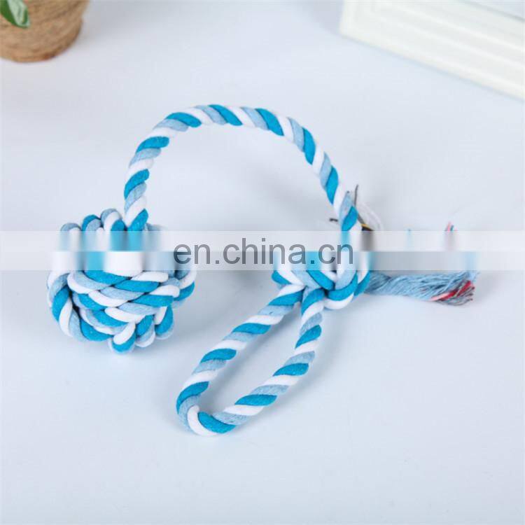 Pet health benefits strong cotton rope hand pull ball pet dog toys to play
