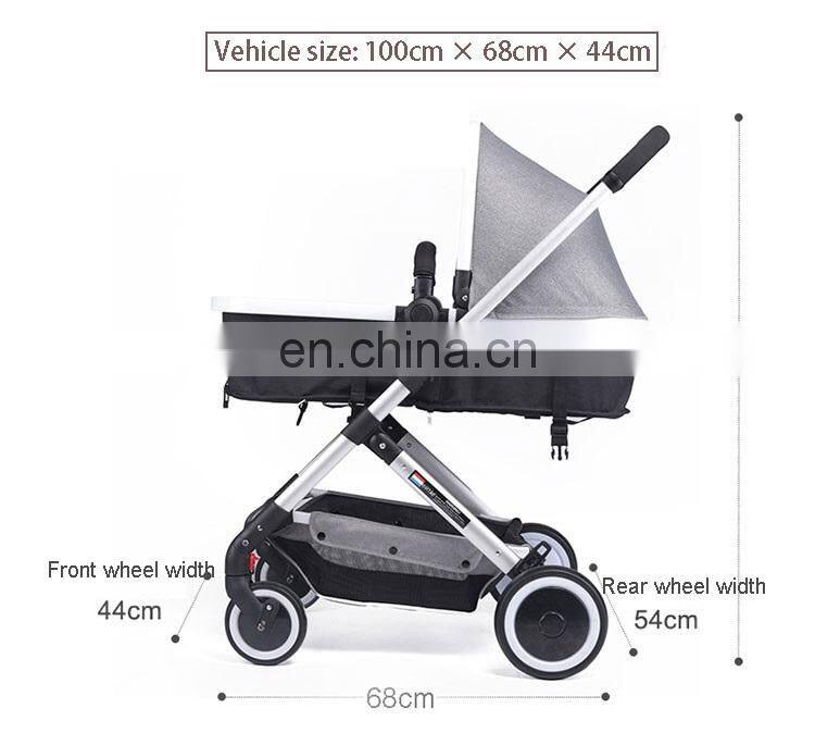 Portable baby stroller pushchair with travel system and large storage