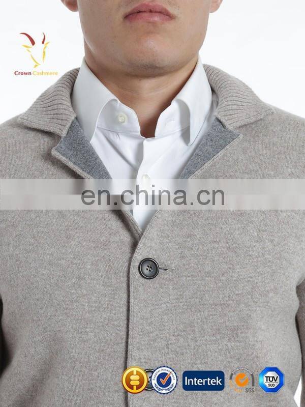 Jacket Style Thick Knitted Cashmere Sweater Cardigan for Men