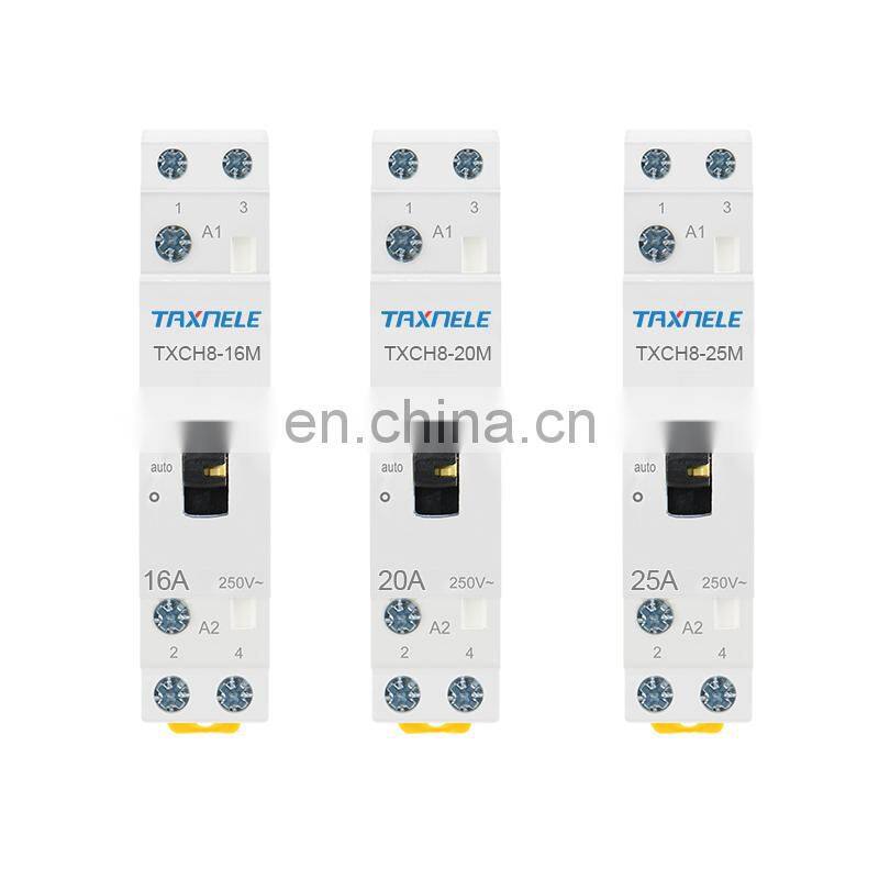 2P 16A 20A 25A 220V/230V 50/60HZ Household Din rail AC Contactor Modular Manual Control Home AC Contactor 2NO 2NC 1NO1NC